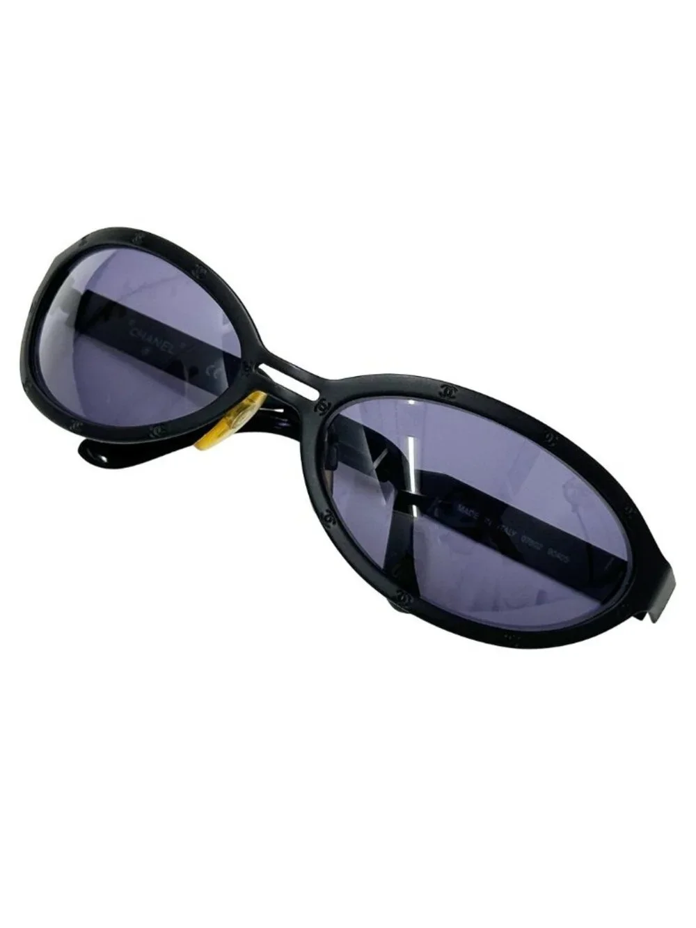 Chanel Sunglasses CC Logo Black Oval Eyewear